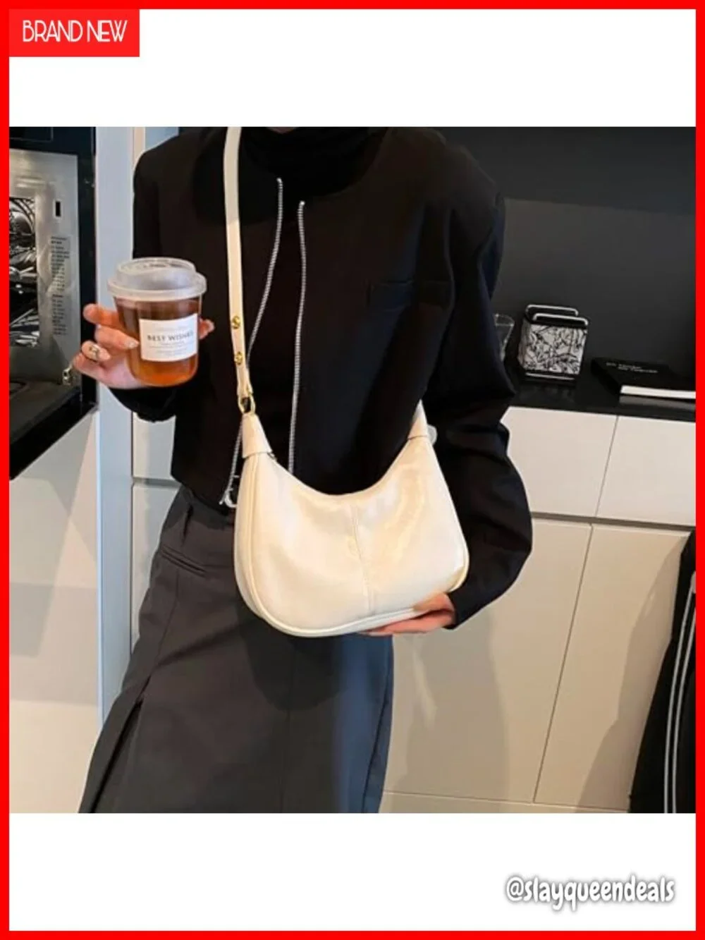 Small Hobo Bag Faux Leather Crescent Shoulder Purse Crossbody